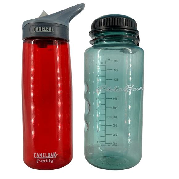 Eddie Bauer and CamelBak Eddy Water Bottles Green 1000ml Red 750ml - Picture 1 of 13